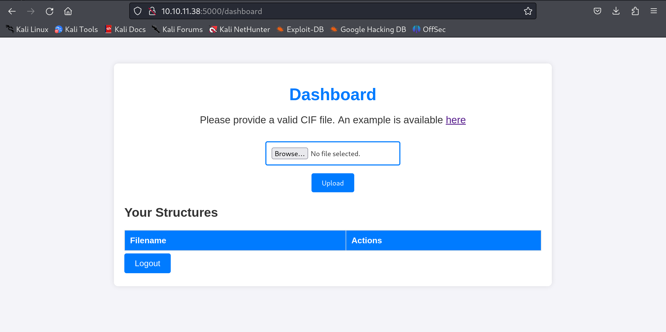 Account creation page