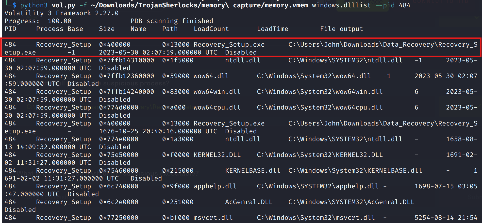 Full path of the process