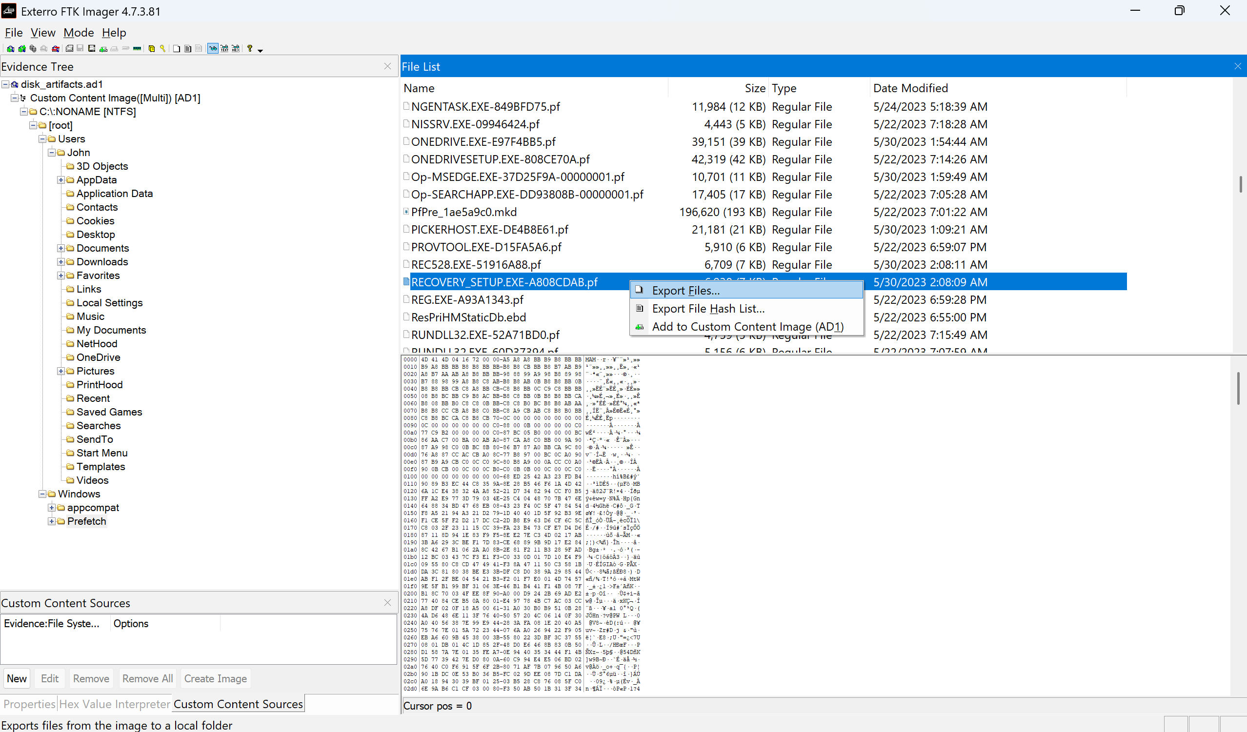 FTK Imager program execution time
